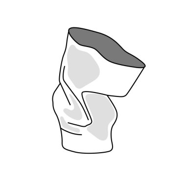 Buruşmuş plastik bardak kullanılmış. Ekoloji konsepti, çöp geri dönüşümü. Vektör illüstrasyonu beyaz arkaplanda izole edildi.