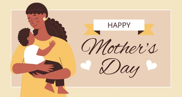 Carte de voeux pour la fête des mères, anniversaire ou journée internationale des femmes. Femmes avec enfants, famille, personnes. Illustration vectorielle plate — Image vectorielle