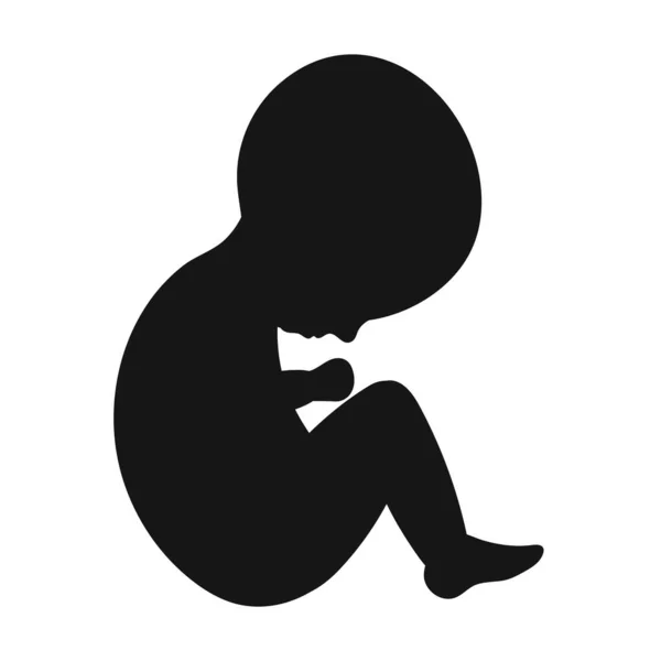 Vektorsiluett Ett Mänskligt Embryo Befruktning Graviditet Foster Infertilitet Svart Illustration — Stock vektor