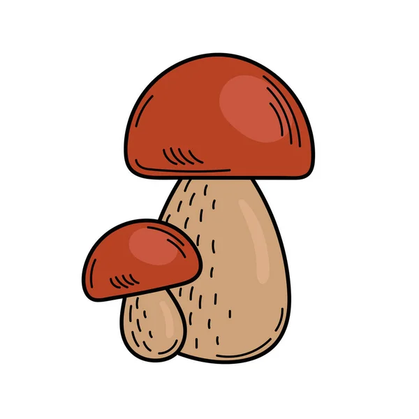 Cute edible mushroom in doodle style. Ingredients for cooking, salads. Autumn plant harvesting. Vector hand illustration — Stock Vector