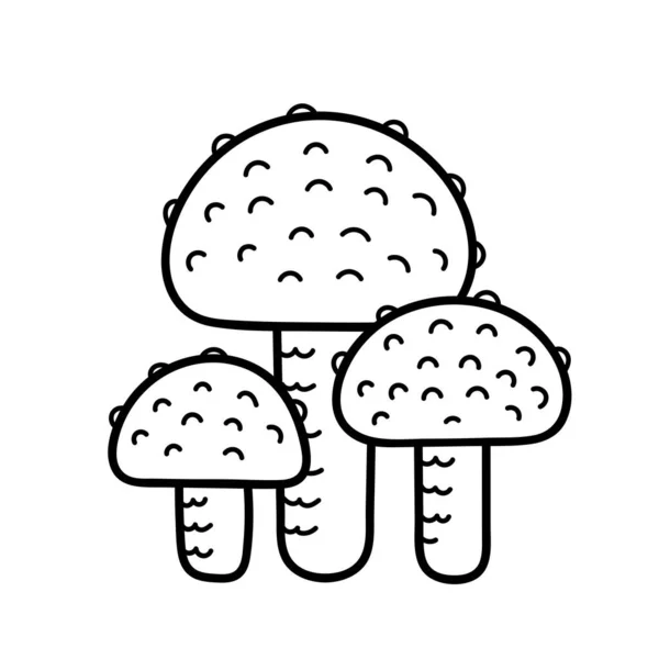 Cogumelo bonito no estilo doodle. Cogumelo venenoso, agaric da mosca, toadstool. Ilustração desenhada à mão vetorial isolada para colorir páginas, esboço, esboço —  Vetores de Stock
