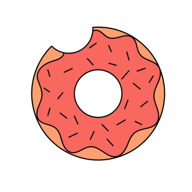 Cute swim ring, donut shaped rubber swim ring in doodle style. A bright summer accessory. Simple illustration isolated on white background. Summer icon