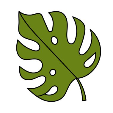 Monstera leaf, tropical plants. Simple illustration. Summer icon