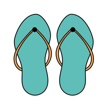 Doodle beach flip flops. Summer shoes. Simple illustration isolated on white background. Summer icon