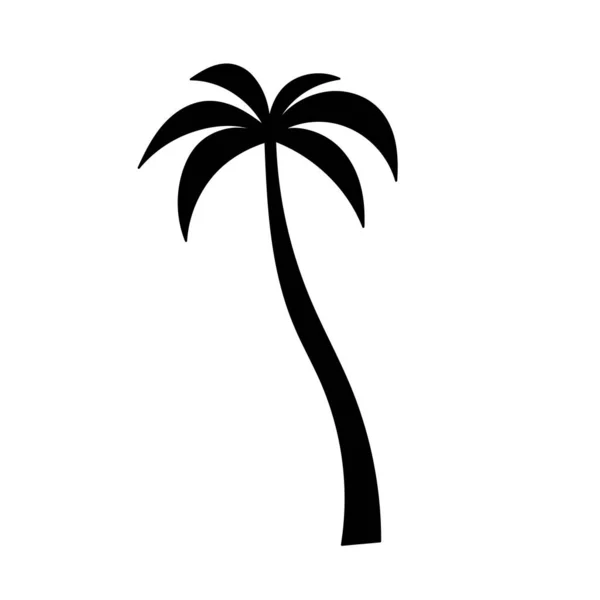 Black silhouette of a palm tree. Simple illustration. Tropical summer icon