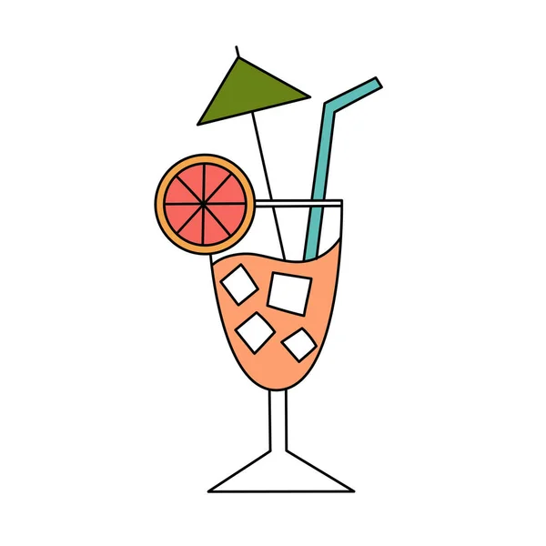 Fruitcocktail Met Ijs Eenvoudige Illustratie Zomericoon — Stockvector