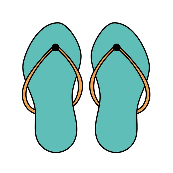 ドードルビーチフリップフロップ 夏の靴 白を基調としたシンプルなイラスト 夏のアイコン — ストックベクタ