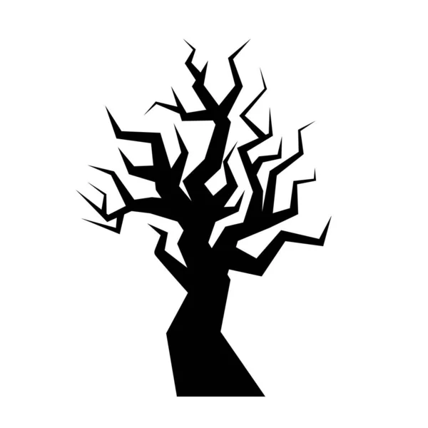 Spaventoso Albero Del Cimitero Storto Mistico Halloween Illustrazione Stile Doodle — Vettoriale Stock