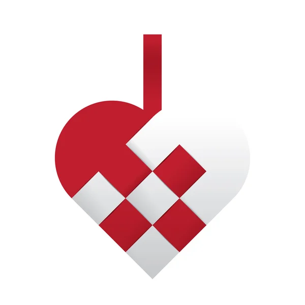 Braided christmas heart - red and white — Stock Illustration Braided christmas heart - red and white Stock Illustration
