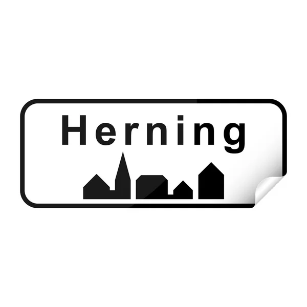 Dänisches Ortsschild Aufkleber Herning — Stockvektor