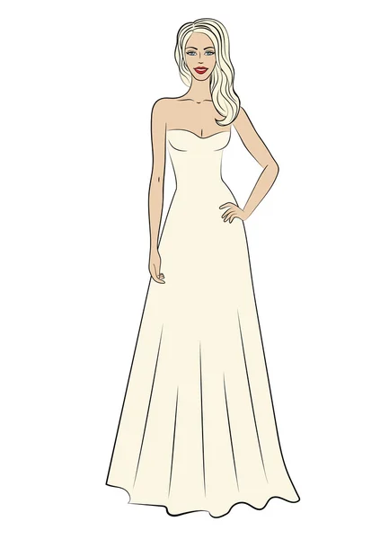 Mujer en vestido de noche — Vector de stock