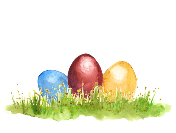 Easter eggs in grass — Stock Photo, Image