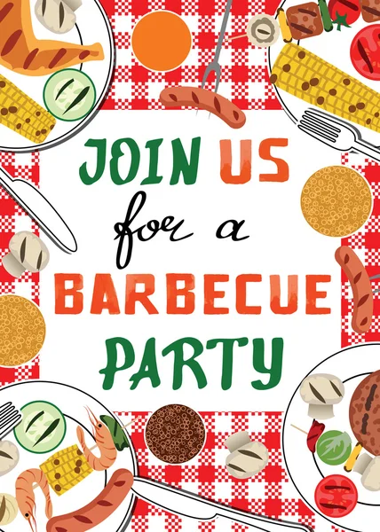 BBQ party Invito — Vettoriale Stock