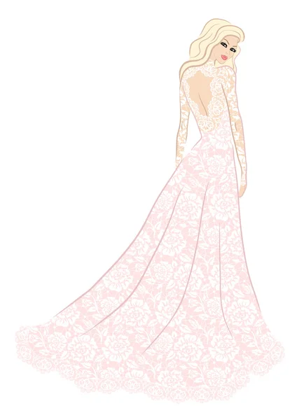 Bride in lace dress — Stock Vector