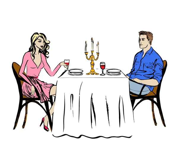 Sortir ensemble dans le restaurant — Image vectorielle
