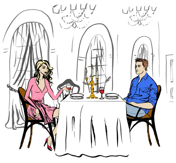 Dating i restaurangen — Stock vektor