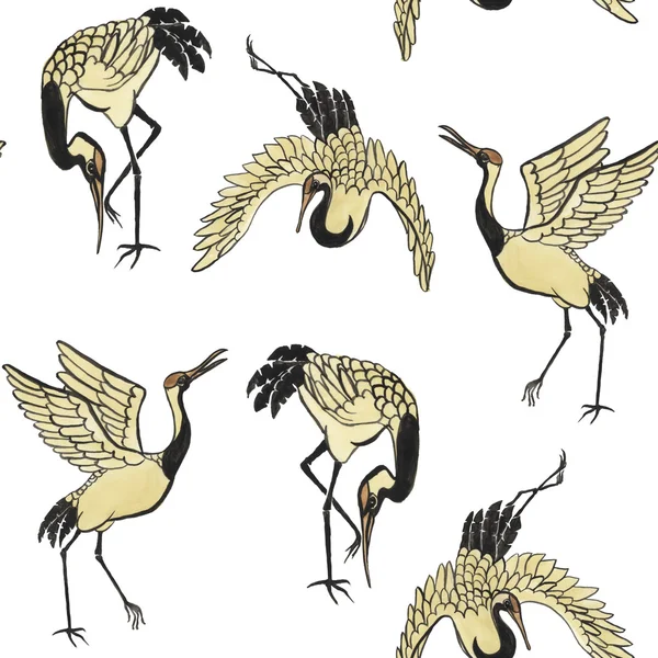 Seamless pattern with cranes — Stock Photo, Image