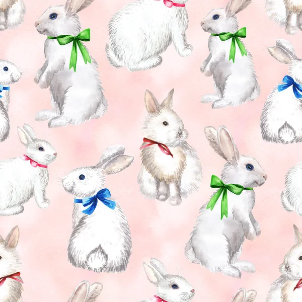 White rabbits on pink background — Stock Image White rabbits on pink background Stock Photo