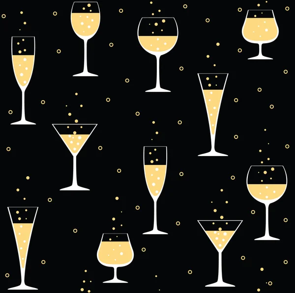 Verres à champagne sur noir — Image vectorielle