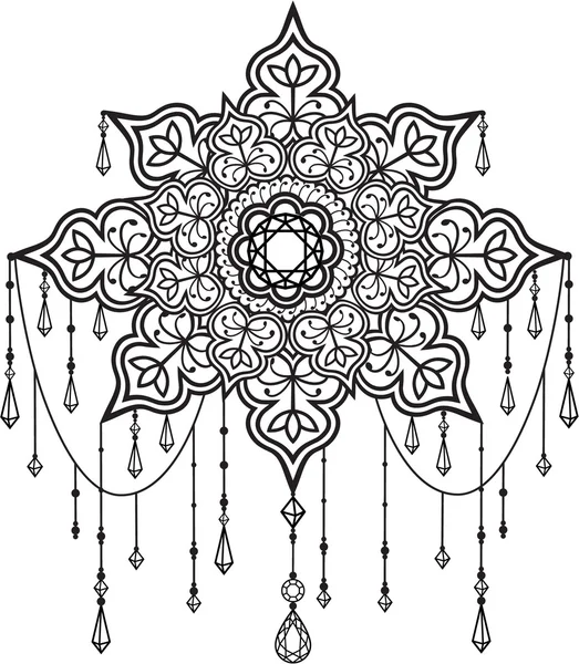 Mandala avec perles et cristaux — Image vectorielle