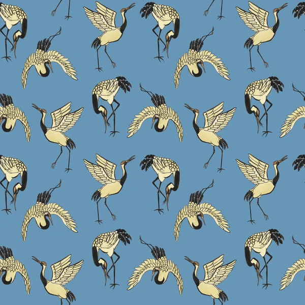 Seamless pattern with cranes — Stock Photo, Image