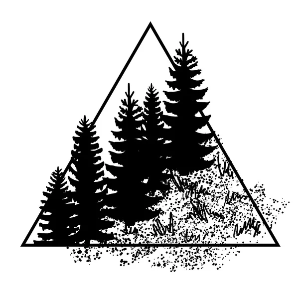 Logo dengan pohon hutan - Stok Vektor