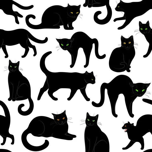 Chats noirs sans couture — Image vectorielle