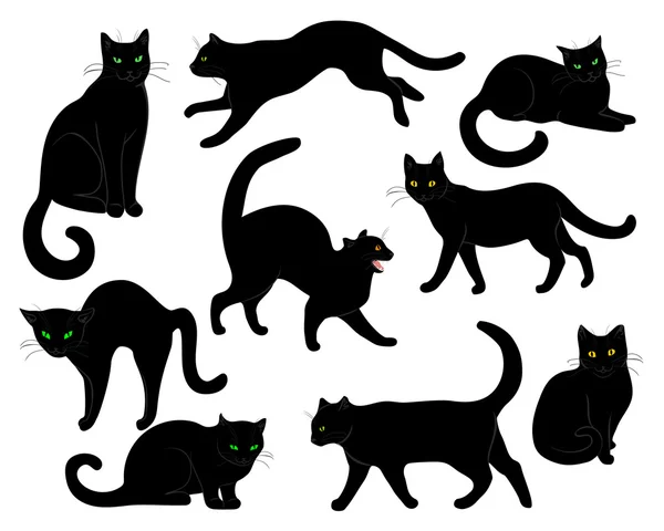 Conjunto de gatos negros —  Vetores de Stock