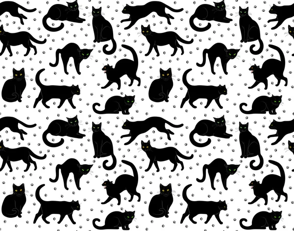 Gatos negros sin costura — Archivo Imágenes Vectoriales