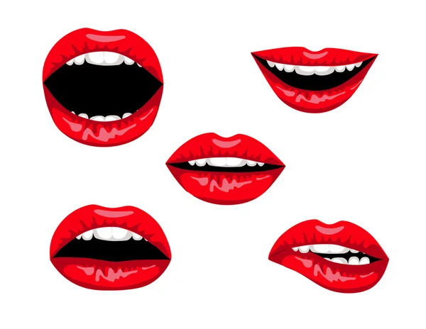 Lábios de mulher vermelha —  Vetores de Stock