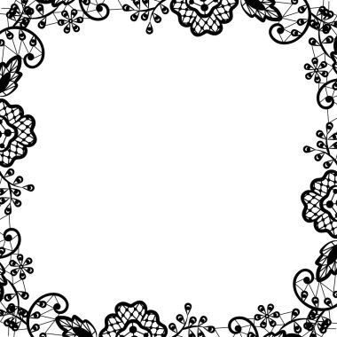 Beyaz arka planda siyah dantel