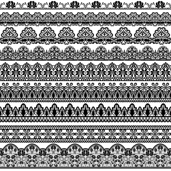 Zwarte kant grenzen — Stockvector