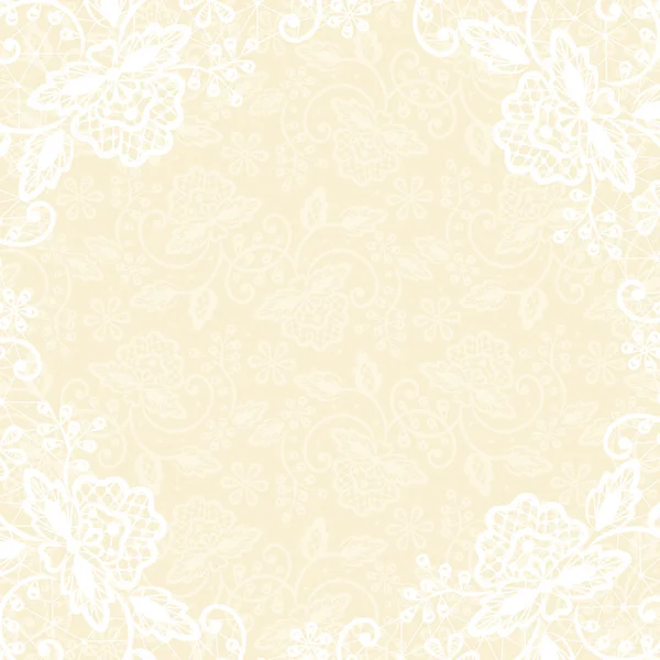 White lace on yellow background — Stock Vector
