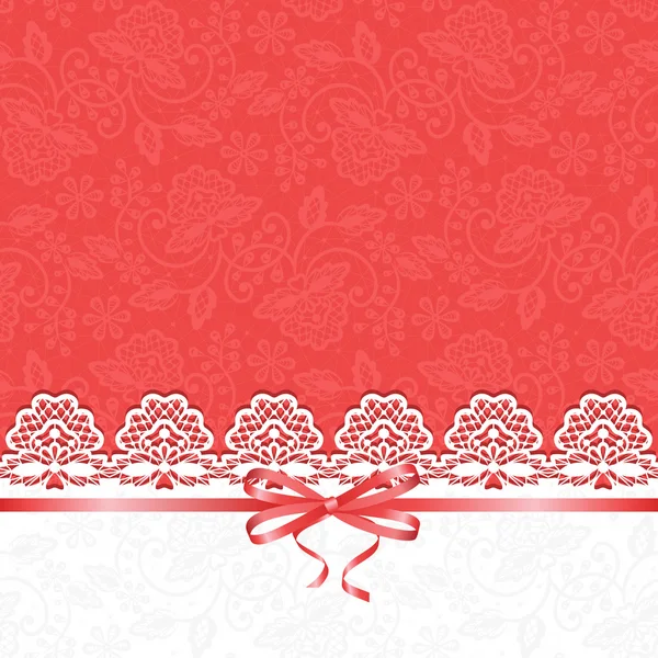 White lace on red background — Stock Vector