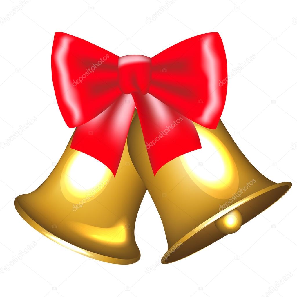 golden bells with bow