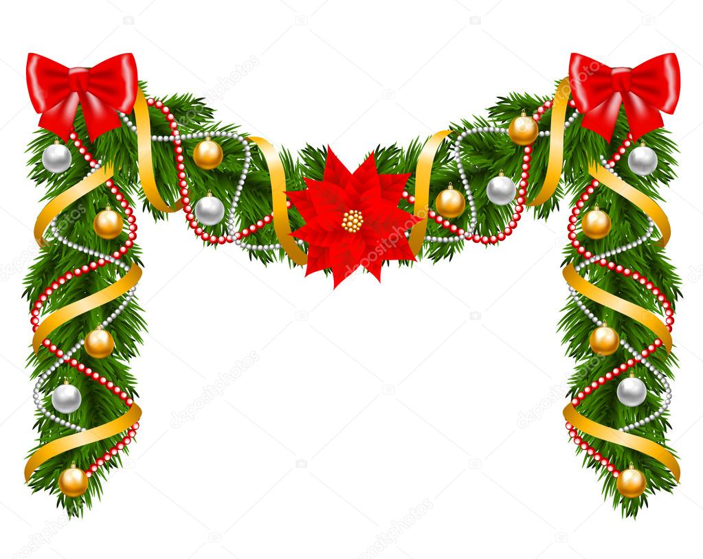 Fir-tree decoration with poinsettia