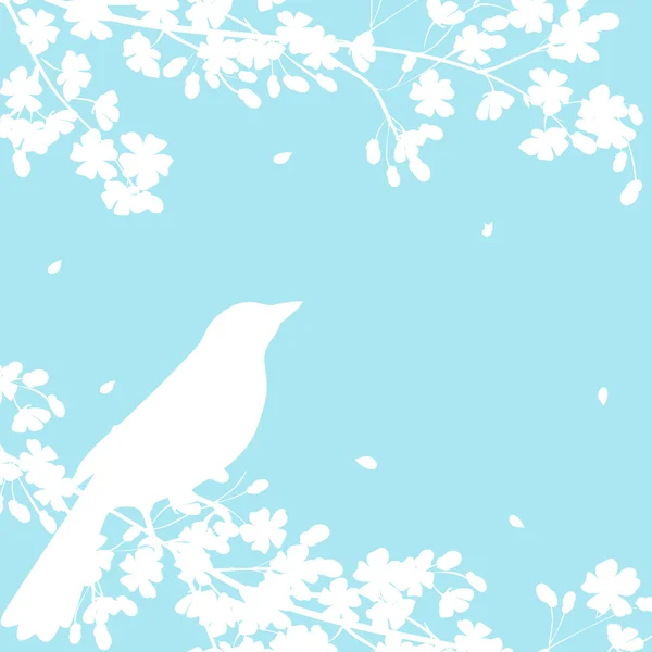 Çiçek açan ağaç ve kuşlar — Stok Vektör