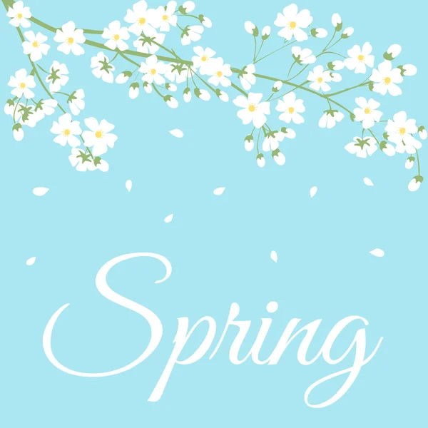 Flores de primavera no ramo de árvore — Vetor de Stock