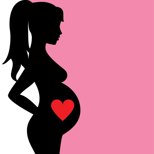 Pregnant woman with heart — Stock Vector