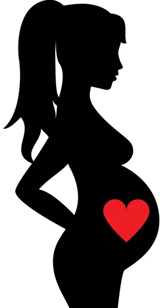 Pregnant woman with heart — Stock Vector