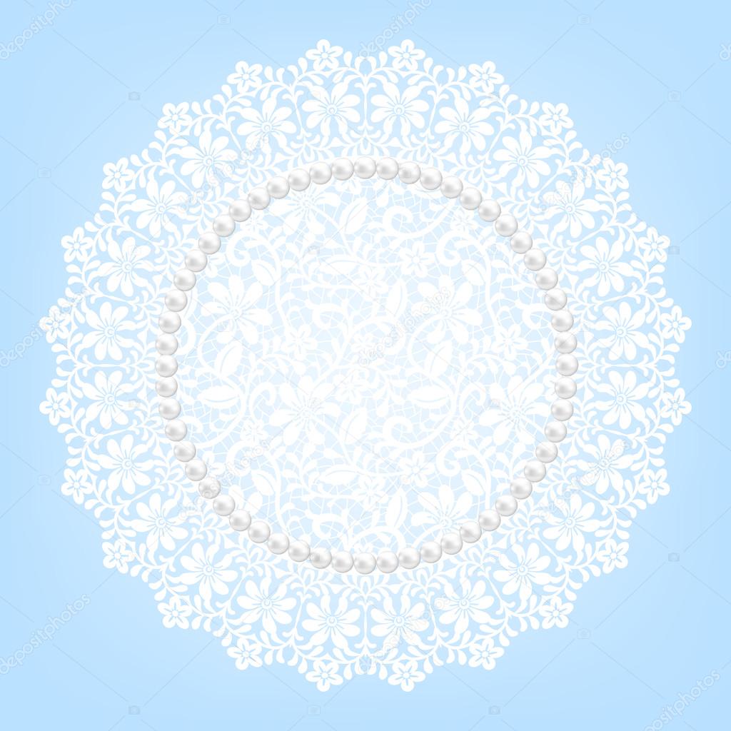 lace fabric doily and pearls