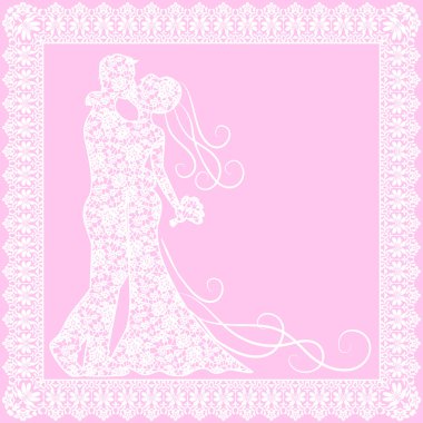  bride, groom and lace