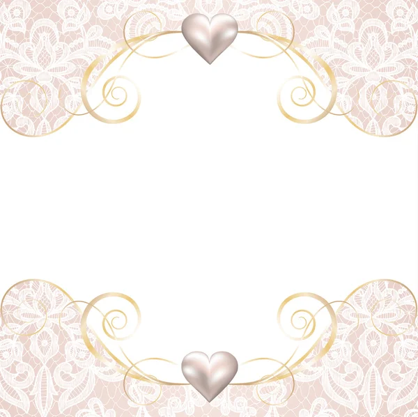 Pearl frame on lace background — Stock Vector