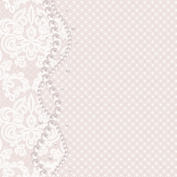 Pearl frame on lace background — Stock Vector