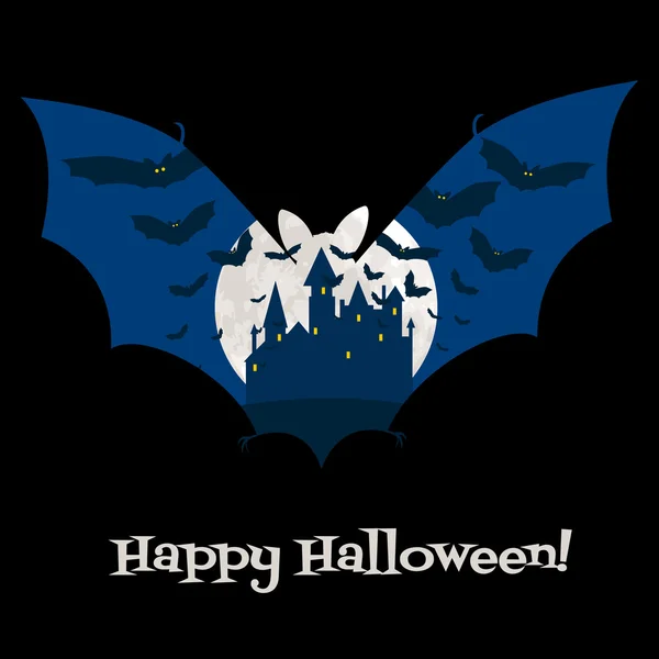 Tarjeta de Halloween con castillo — Vector de stock