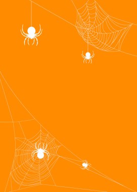 Örümcek ağları turuncu zemin üzerine