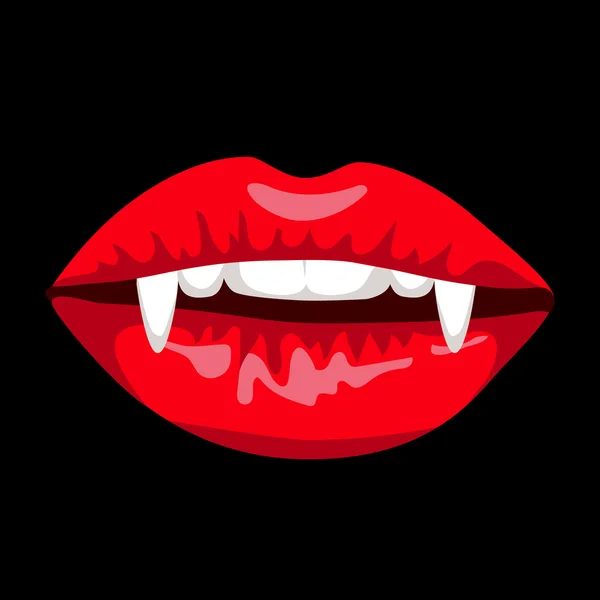 Cartão de Halloween com lábios de vampiro vermelho —  Vetores de Stock