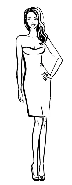 Mulher de vestido — Vetor de Stock