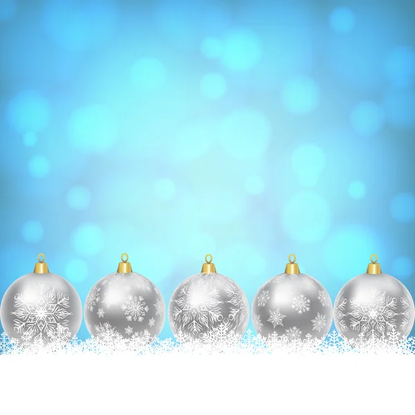 圣诞球上闪亮的蓝色背景 — 图库矢量图片