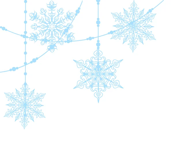 Copos de nieve azules aislados en blanco — Vector de stock